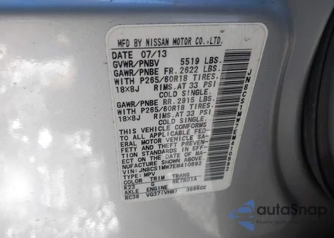 2014 Infiniti Qx70 z USA, uszkodzony, nr VIN JN8CS1MW7EM410892